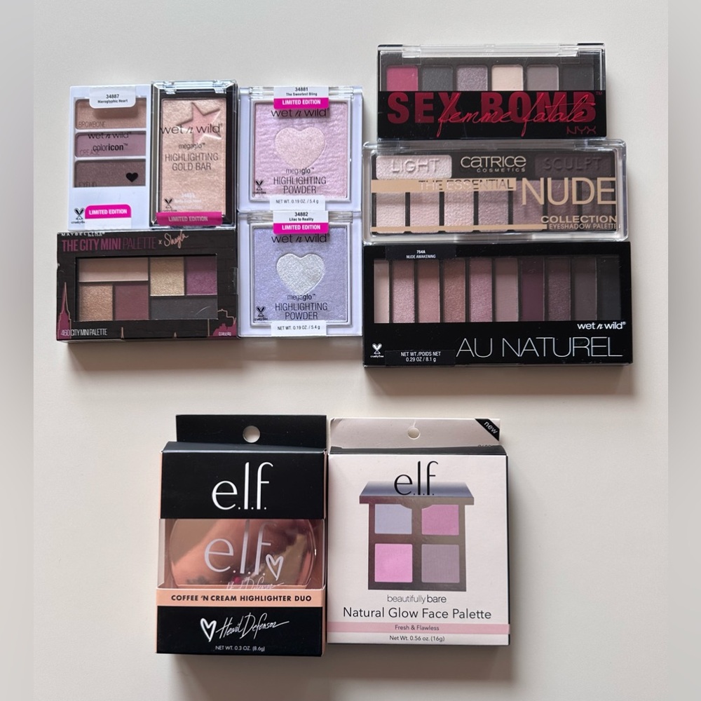 ⛔️SOLD⛔️ Wet N Wild Maybelline Shayla Catrice NYX Elf Eyeshadow Highlighter Lot